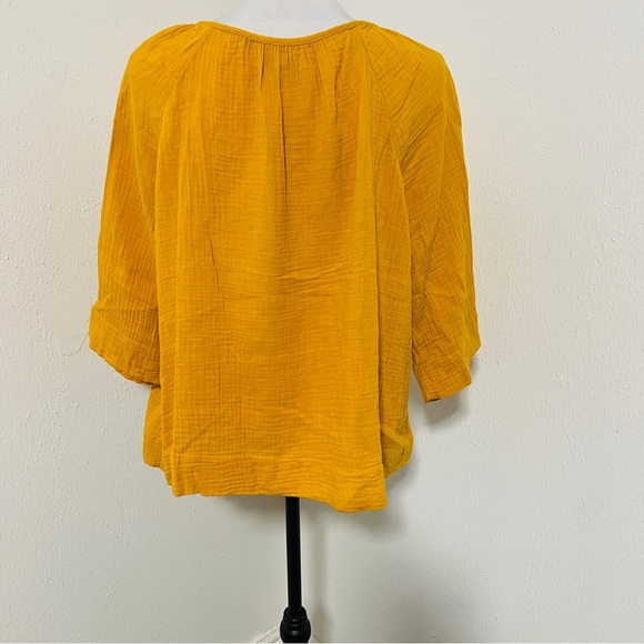 Madewell Women’s Large Gauze Button-Front Raglan Top Mustard Super Soft EUC - Picture 5 of 7